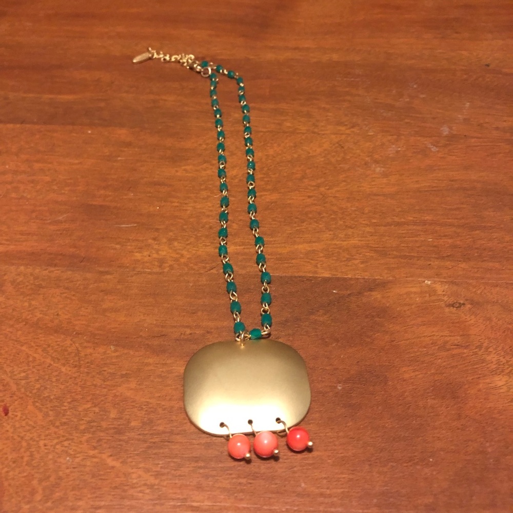 Plunder Necklace with green and coral beading